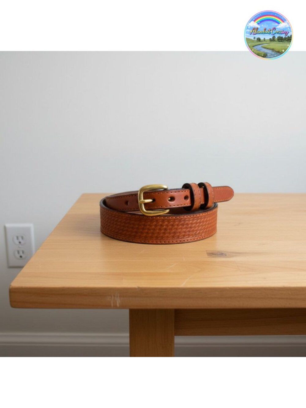 English Bridle Leather Basketweave Ranger Belt Handmade USA